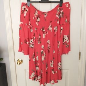 Burnt Orange Torrid Floral Off Shoulder Dress
